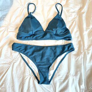 CUPSHE | Two Piece Bikini Swimwear Bathing Suit | Blue | Size: L